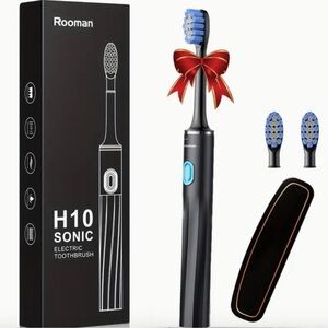 Black Electric Toothbrush with Blue Bristles
